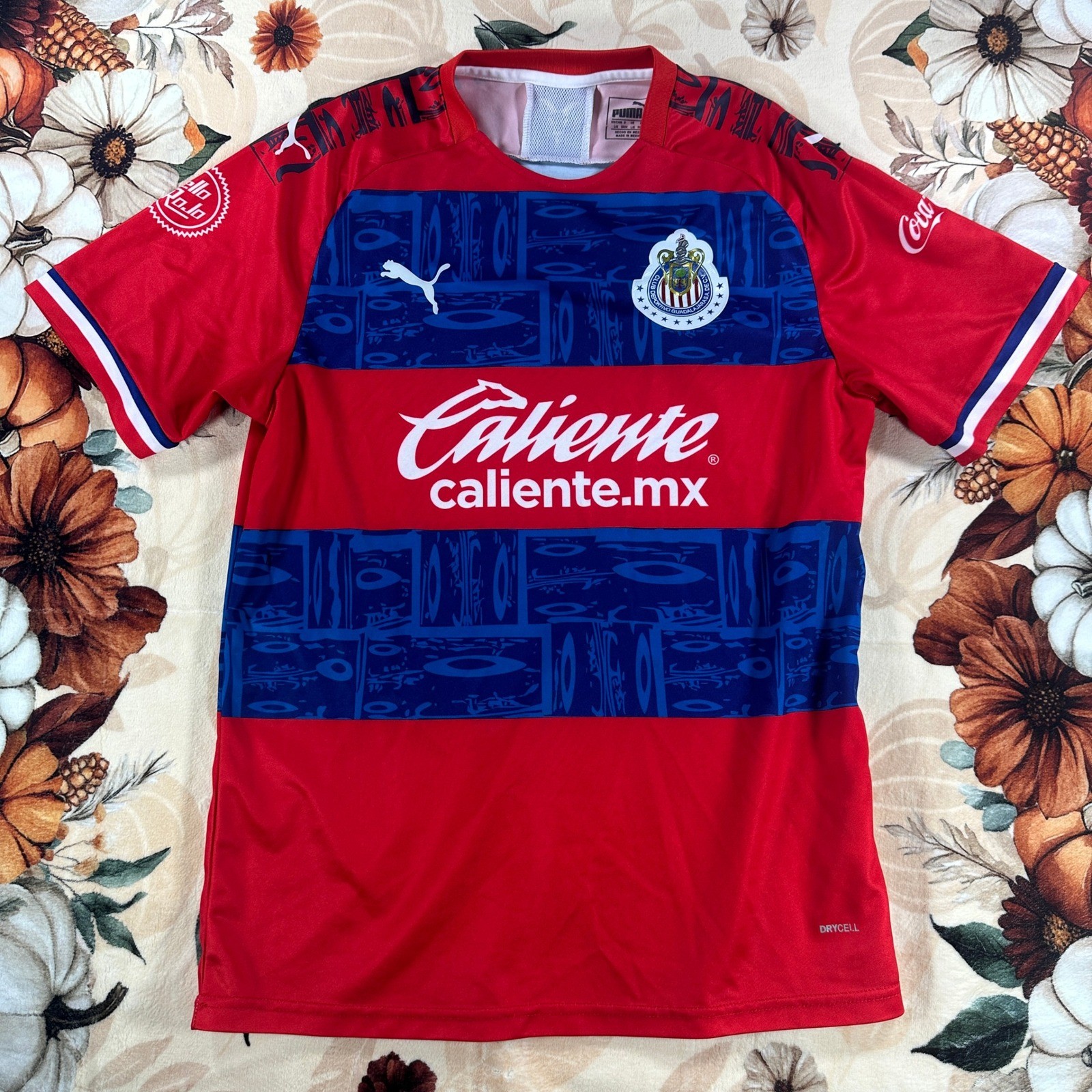 Puma Guadalajara Chivas Liga MX Soccer Jersey Mens Red Blue Mexico Size Large