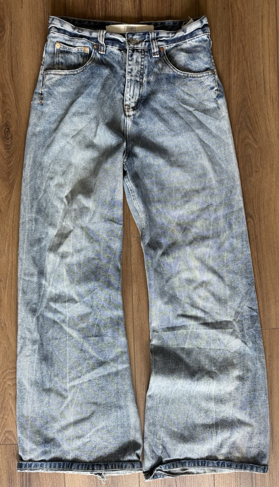 Maison Martin Margiela MM6 Jeans Wide Leg Distressed Denim Size 30 Made In Italy Maison Martin Margiela MM6 Jeans Wide Leg Distressed Denim Size 30 Made In Italy