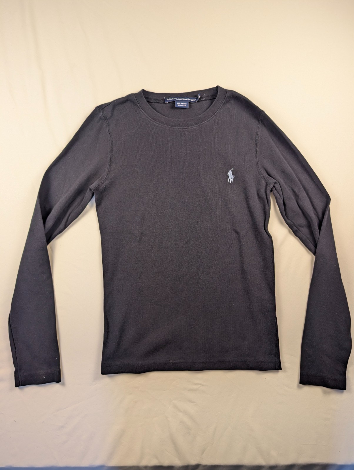 Vintage Y2K Ralph Lauren Sport Women\'s Medium Black Long Sleeve Crewneck T-Shirt Vintage Y2K Ralph Lauren Sport Women\'s Medium Black Long Sleeve Crewneck T-Shirt