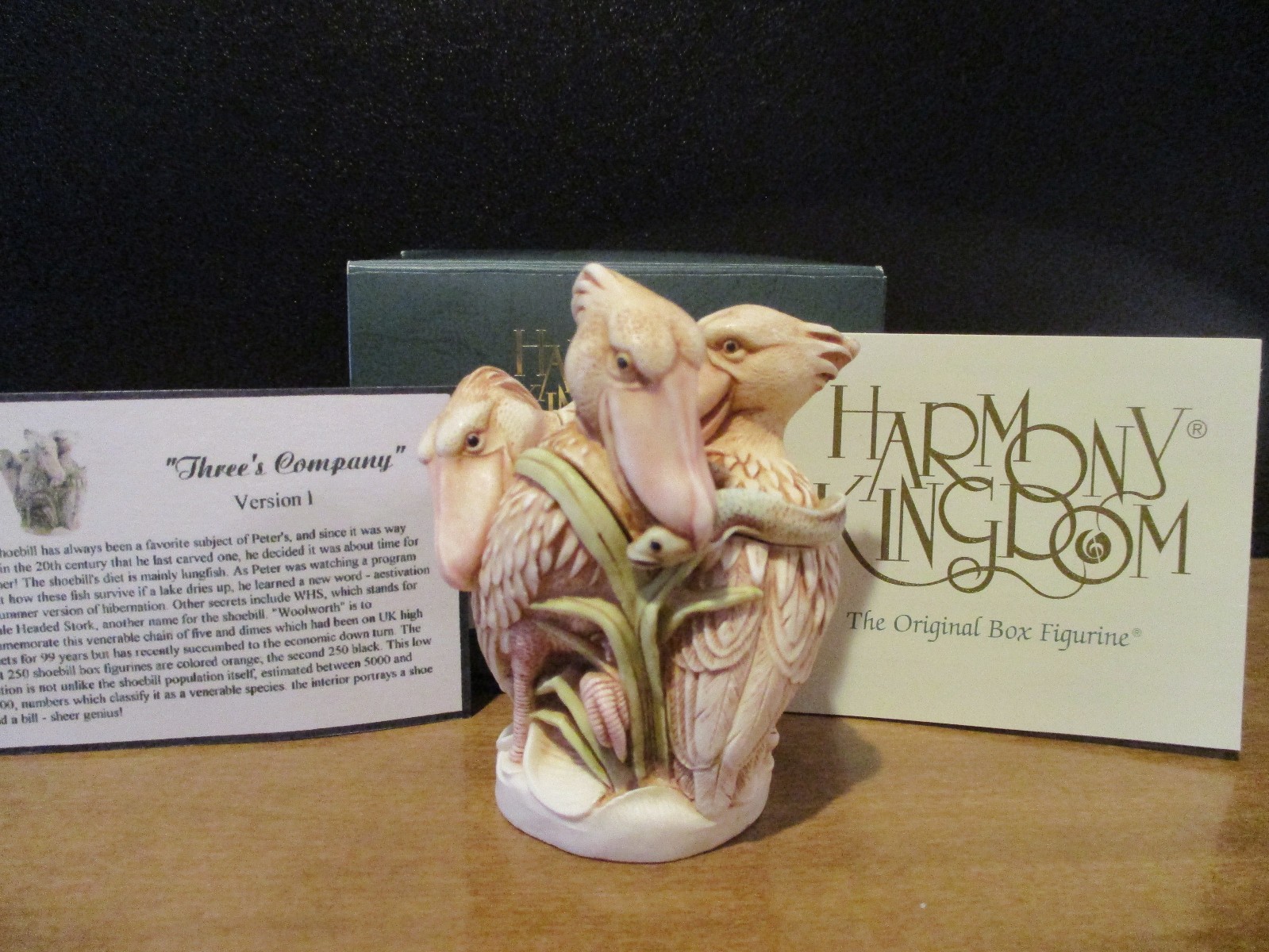 Harmony Kingdom Three\'s Company V1 Shoebill Birds UK Made  Box Figurine