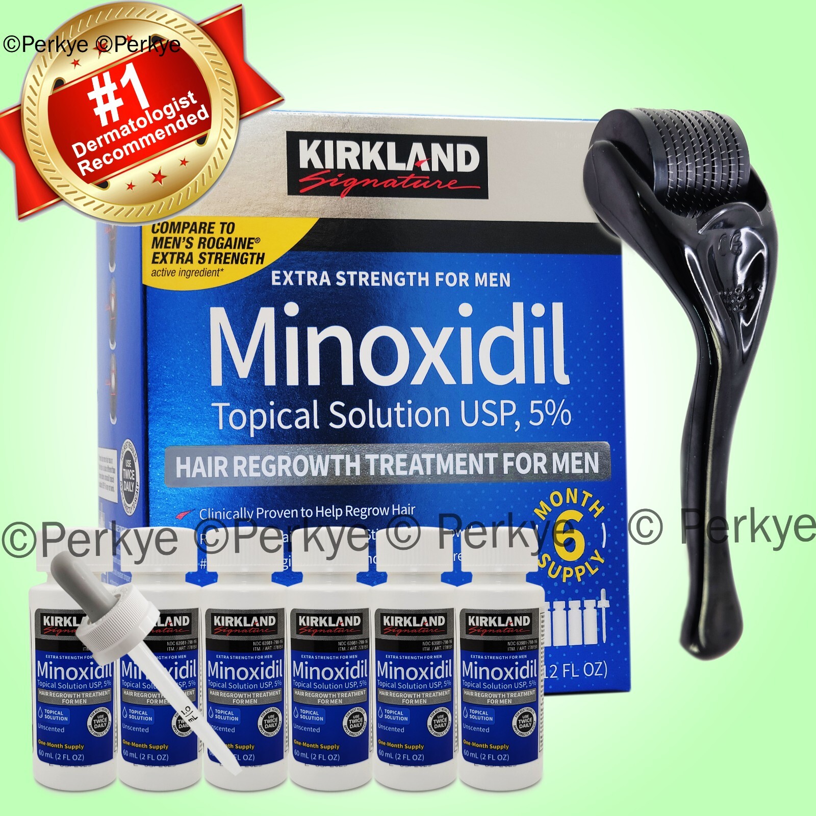 Kirkland Minoxidil 5% 6 month supply with  Free Derma Roller
