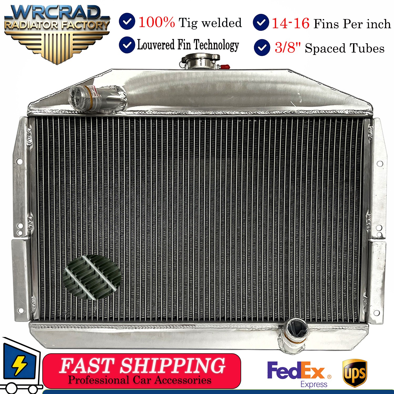 Full Aluminum Cooling Radiator For 1953-1955 1954 Studebaker Commander V8 Engine