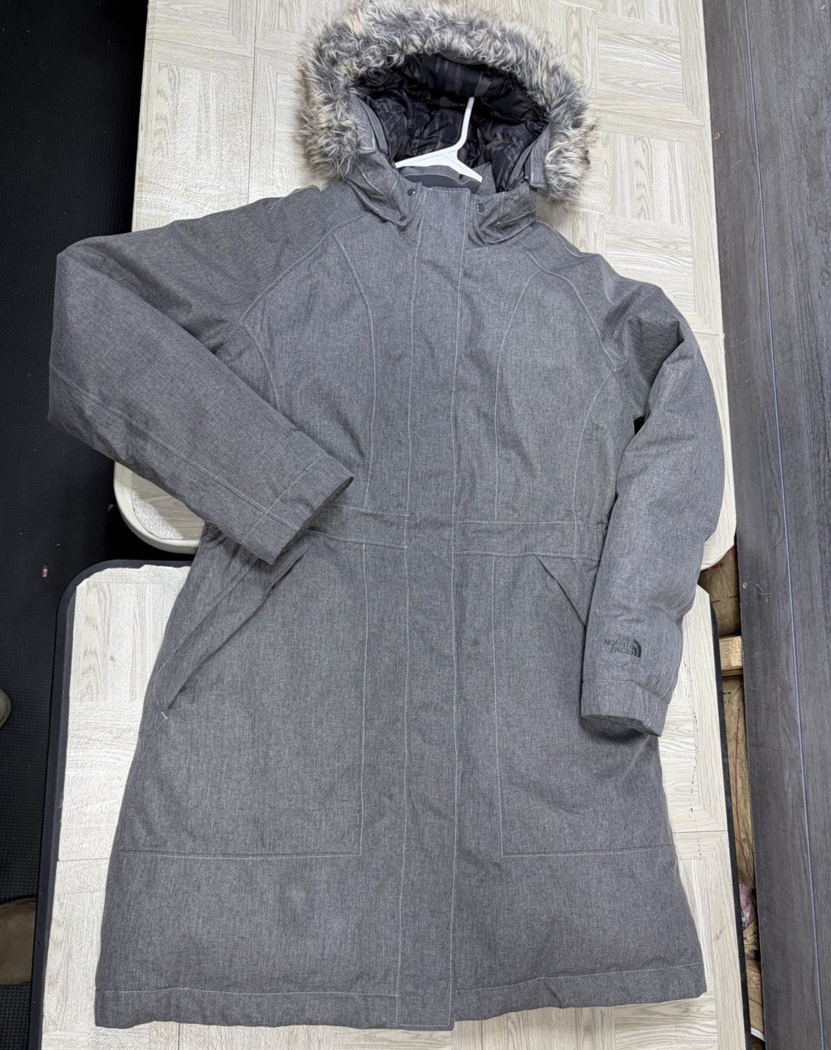 The North Face Arctic Parka Hyvent Women Lg Ski Coat Grey Zip Jacket Down