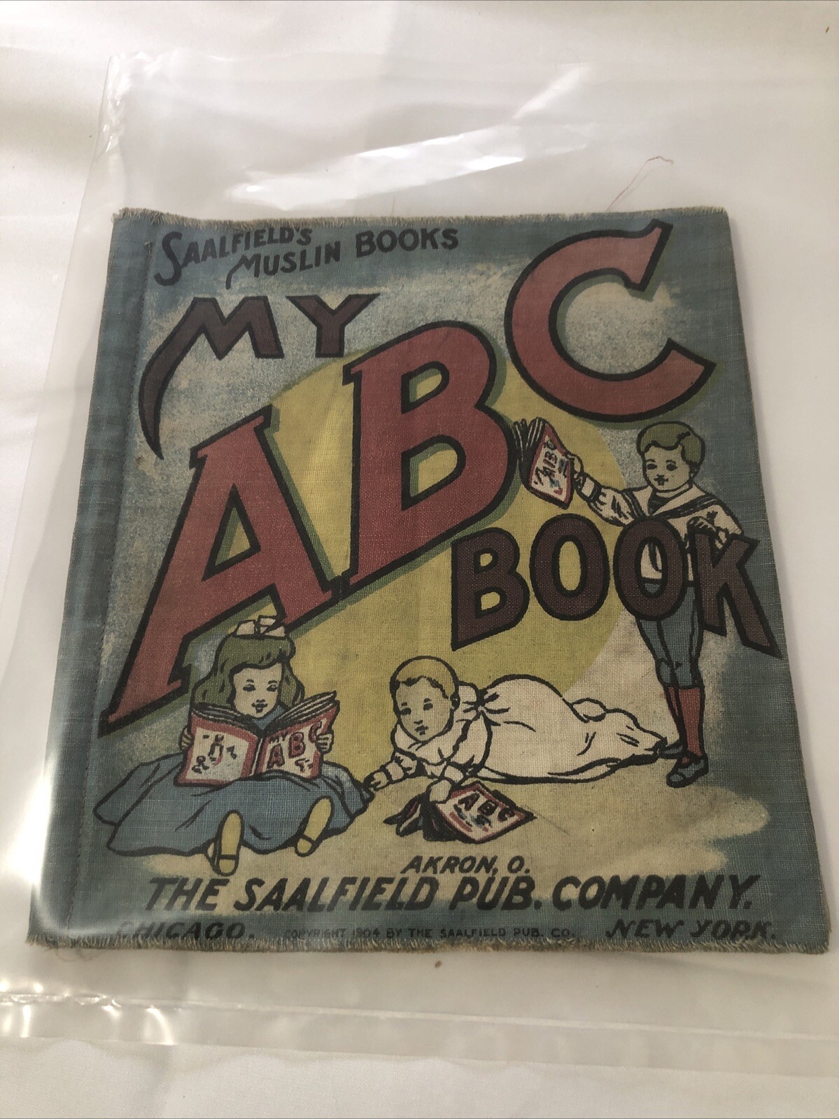 Antique 1904 Saalfield Muslin My ABC Cloth Book Antique 1904 Saalfield Muslin My ABC Cloth Book