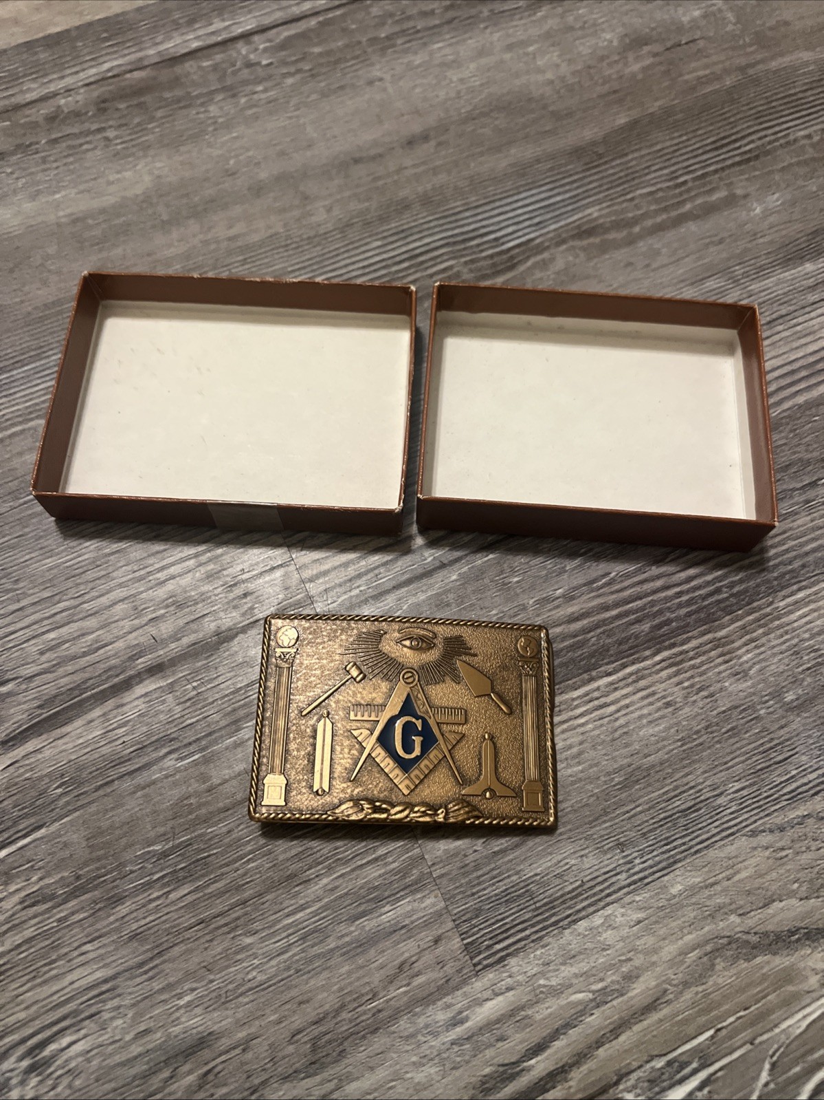 VTG FREEMASONS MASONIC BRONZE Belt Buckle 1979 Harry Klitzner Co Providence