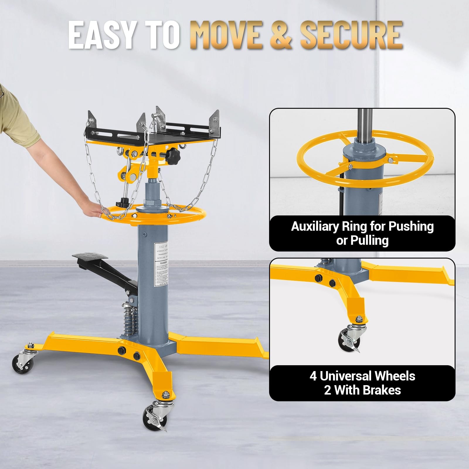 Transmission Jack 0.6 Ton Hydraulic Telescopic Adjustable Height 1322Lbs