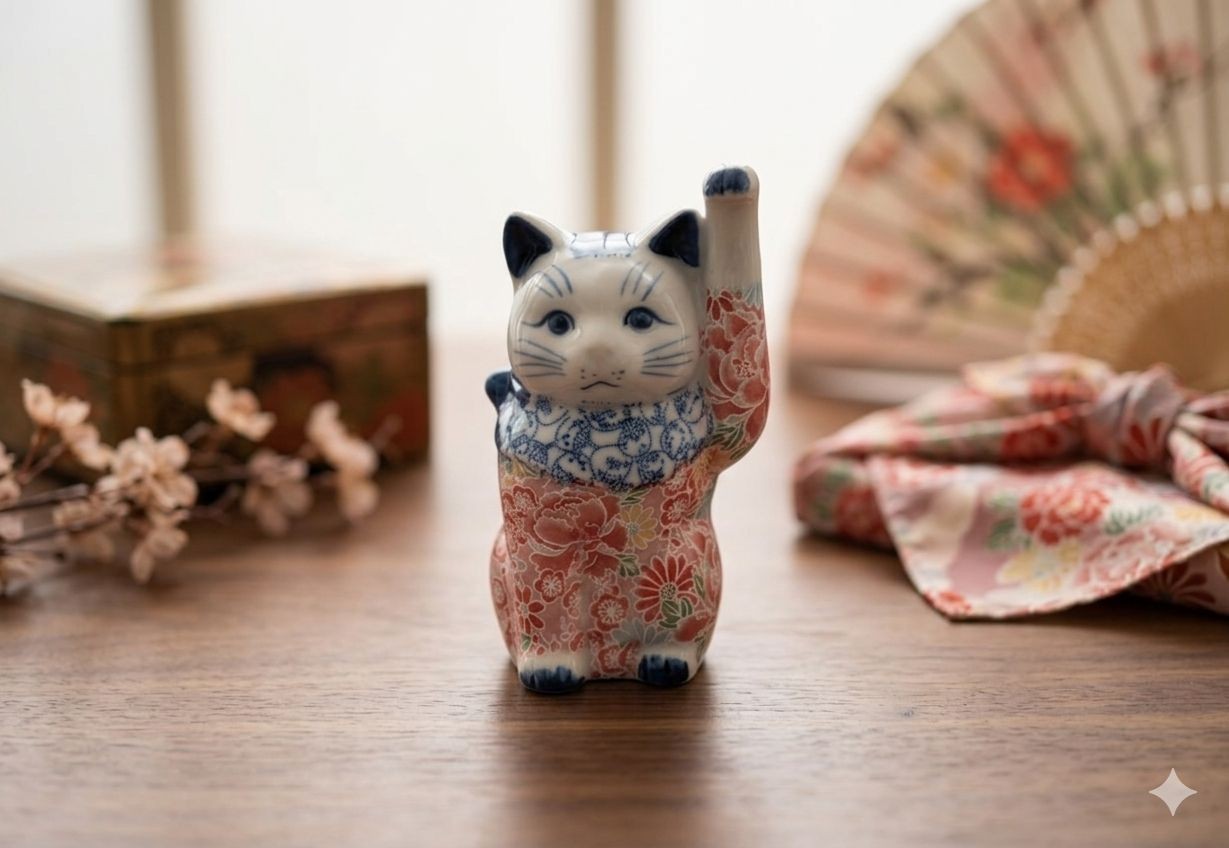 Japanese Maneki Neko Beckoning Cat Lucky Cat Left Hand Up H13cm Ornament