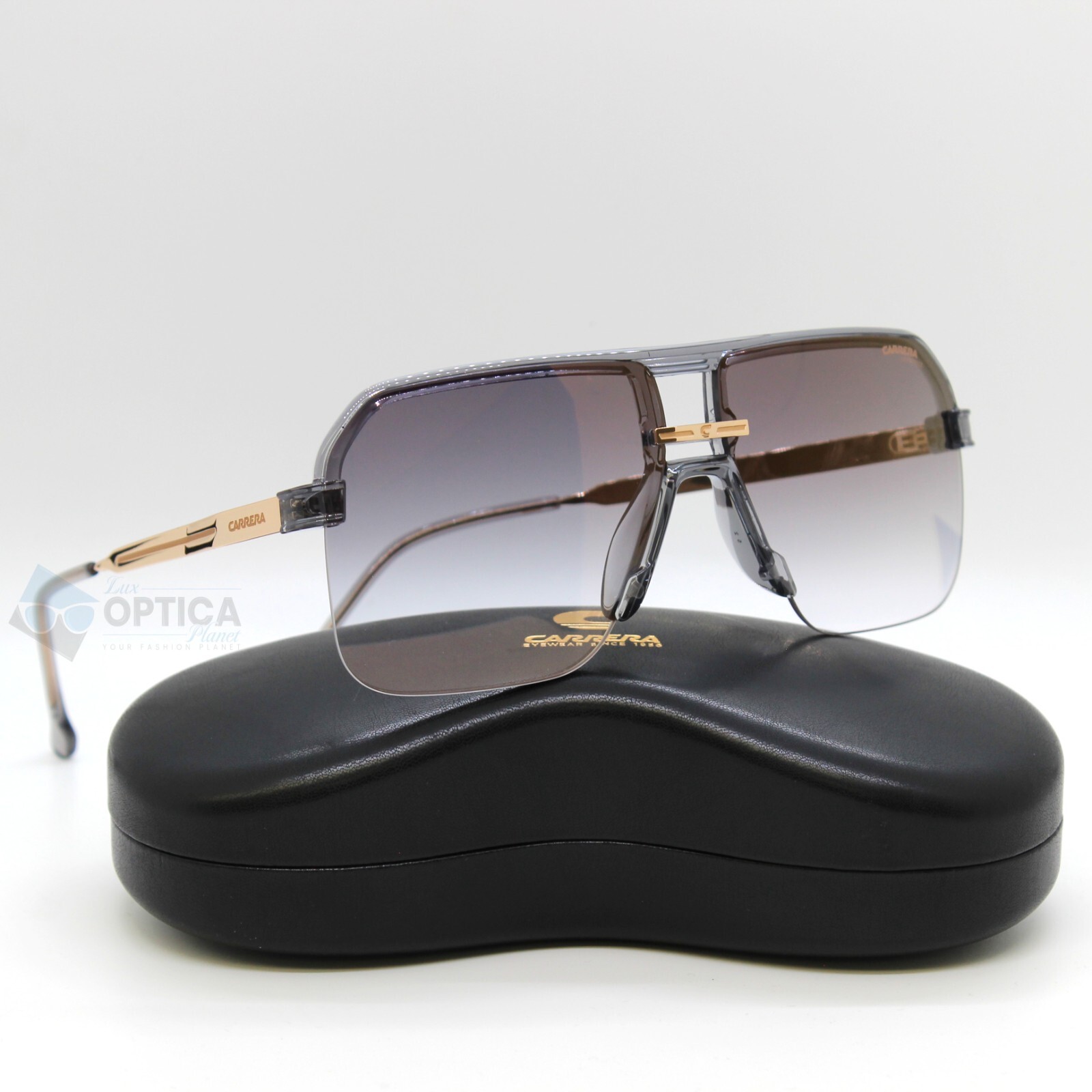 NEW Carrera 1066 Half Rim Navigator Sunglasses KB7 Grey Gold Mirror Gradient NEW Carrera 1066 Half Rim Navigator Sunglasses KB7 Grey Gold Mirror Gradient
