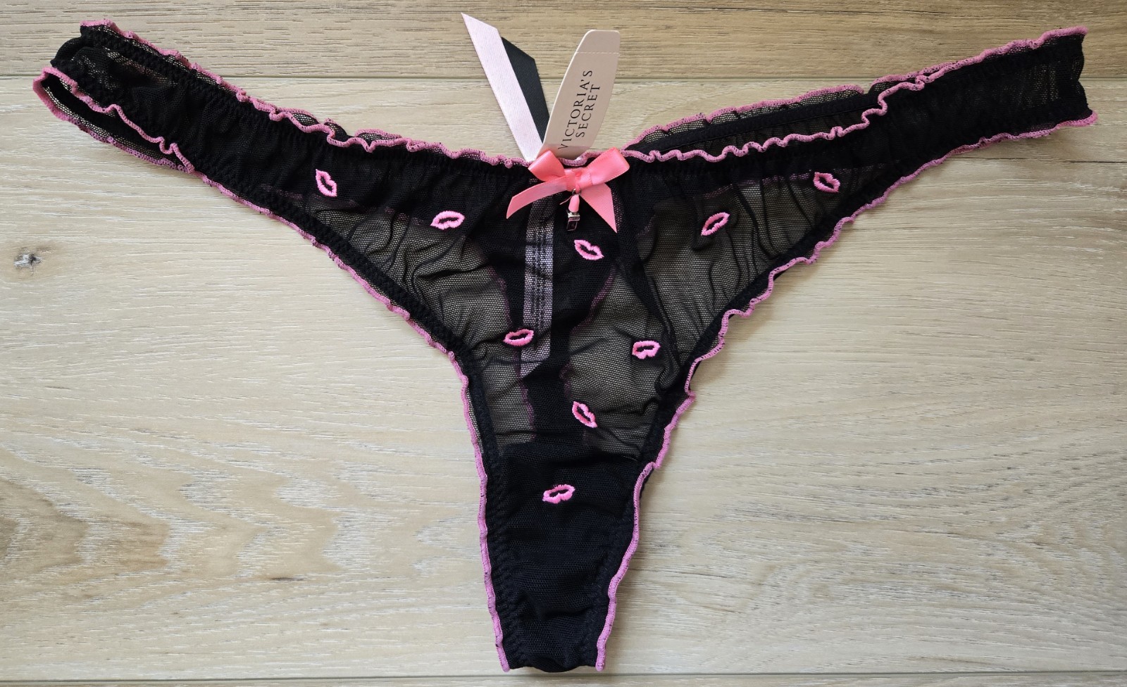 NWT Vintage Victoria\'s Secret Sexy Little Things Sheer Ruffle Thong Panties L NWT Vintage Victoria\'s Secret Sexy Little Things Sheer Ruffle Thong Panties L