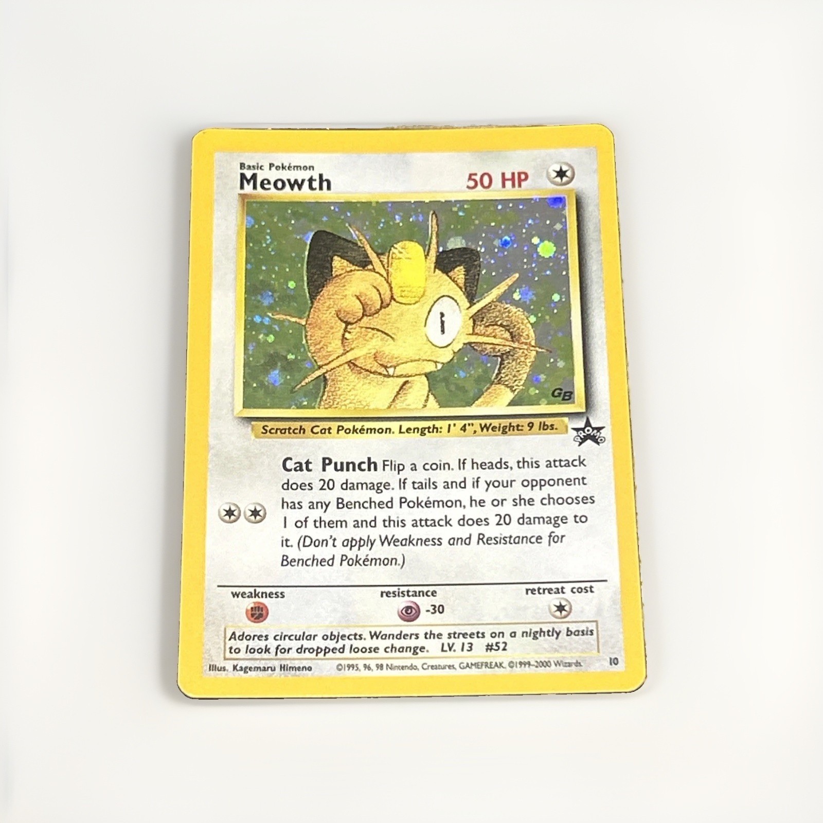 Meowth Holo Rare Pokemon Black Star Promo #10 WOTC 1999-2000 SWIRL