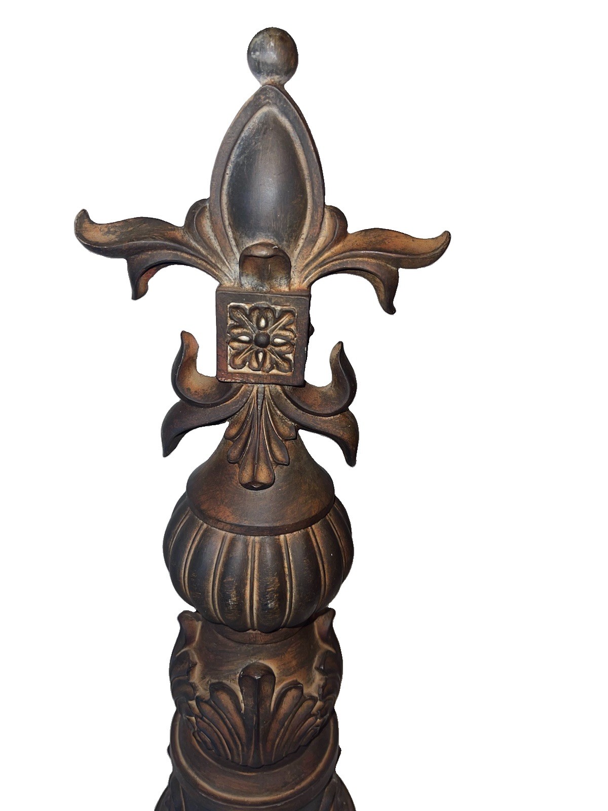 Nice Vintage 19” Fleur De Lis Finial Sculpture Gothic French Decor Obelisk #3