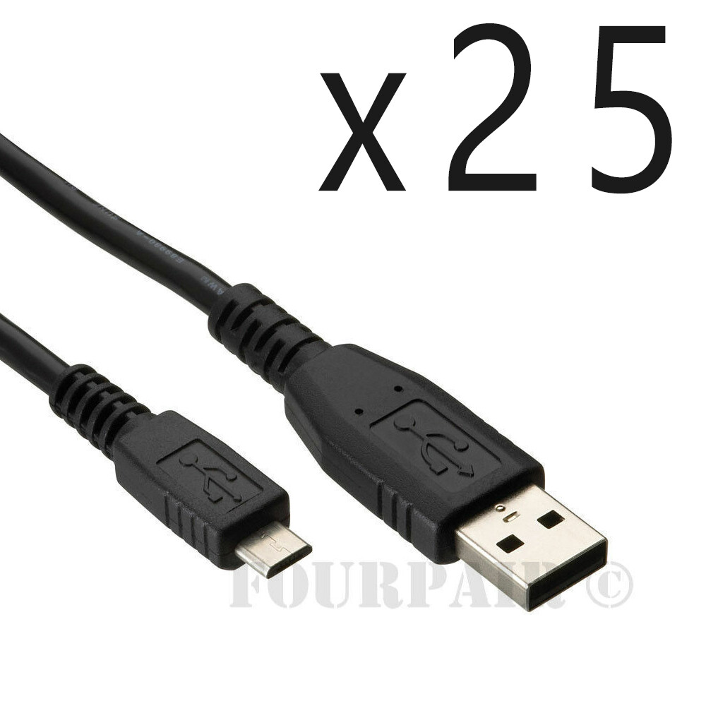 25 Pack - 15ft Micro USB Charger Cable Playstation 4 PS4 Dualshock Controller