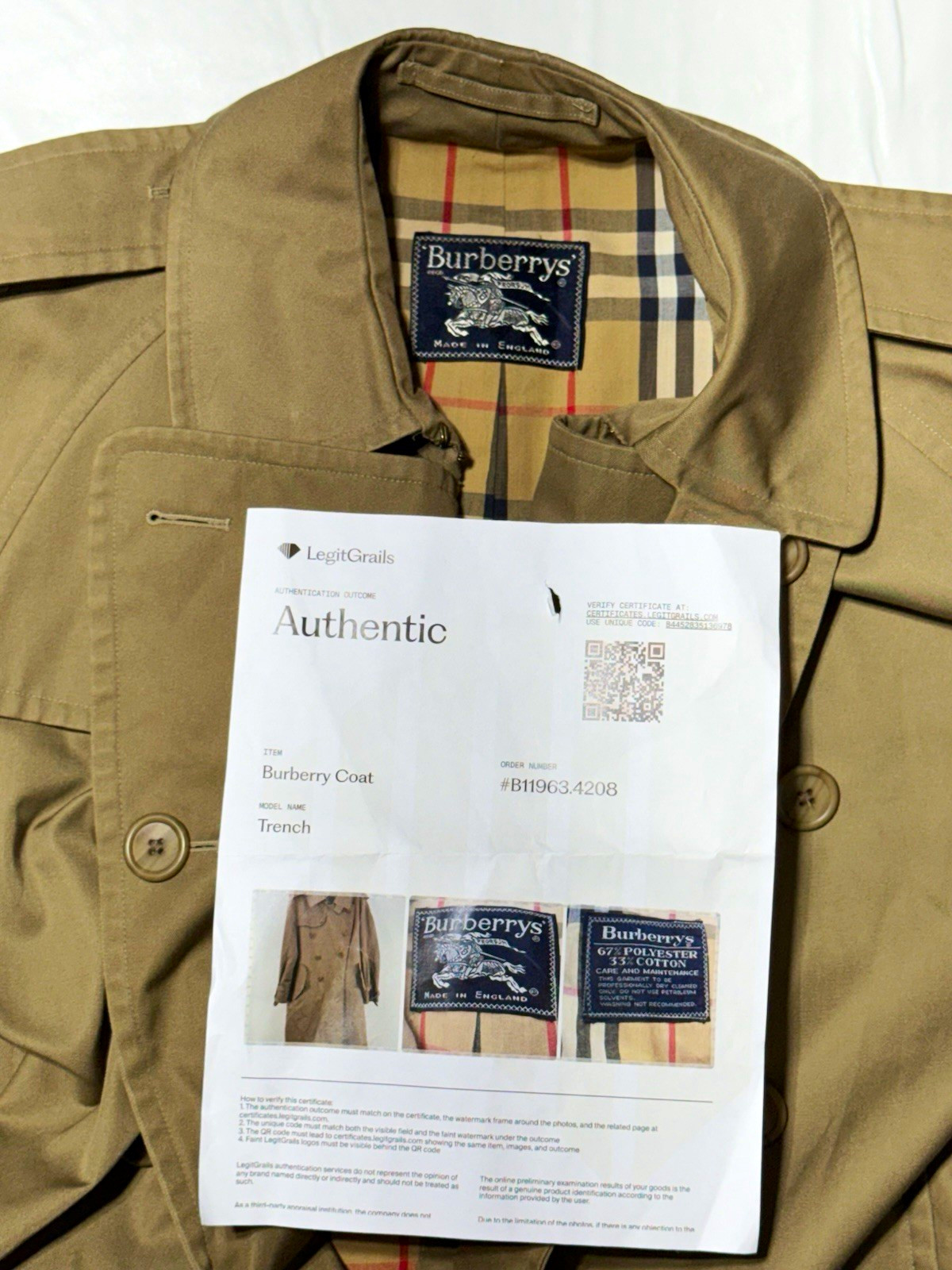 Vintage Burberrys Men\'s Trench Coat Made in England 52 Reg US 42 R LegitGrails
