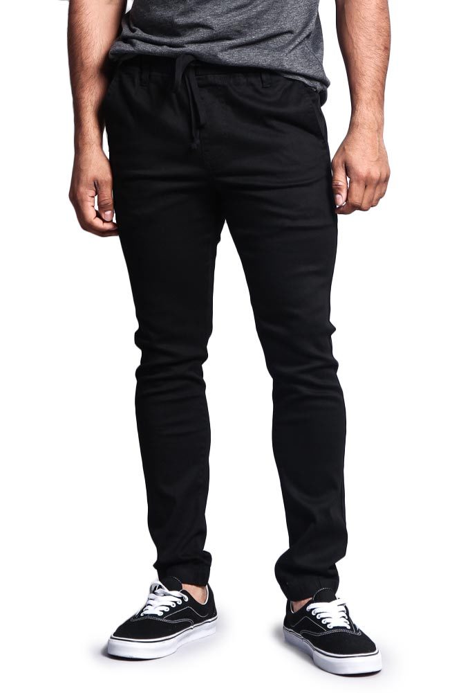 Victorious Men's Elastic Waist Trousers Twill Skinny Joggers Pants - JG876-JJ1F Victorious Men's Elastic Waist Trousers Twill Skinny Joggers Pants - JG876-JJ1F