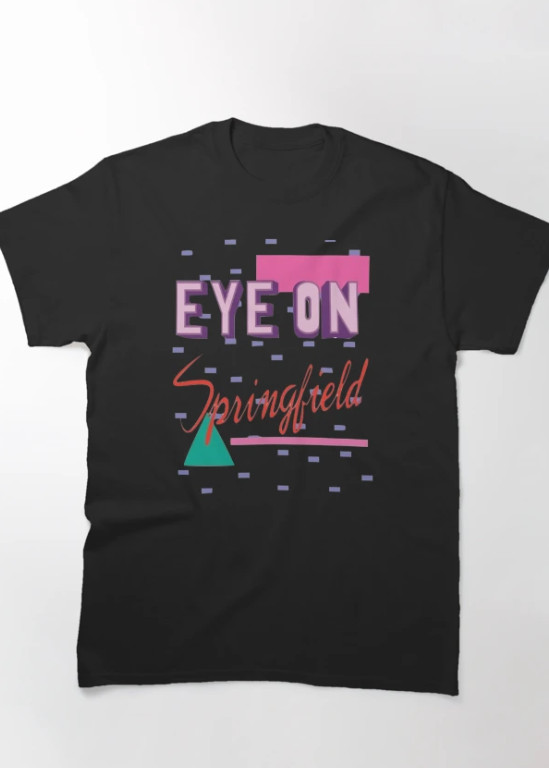 Eye On Springfield T-Shirt Gildan 5000 Retro Graphic Tee Black Vintage 80s 90s S Eye On Springfield T-Shirt Gildan 5000 Retro Graphic Tee Black Vintage 80s 90s S