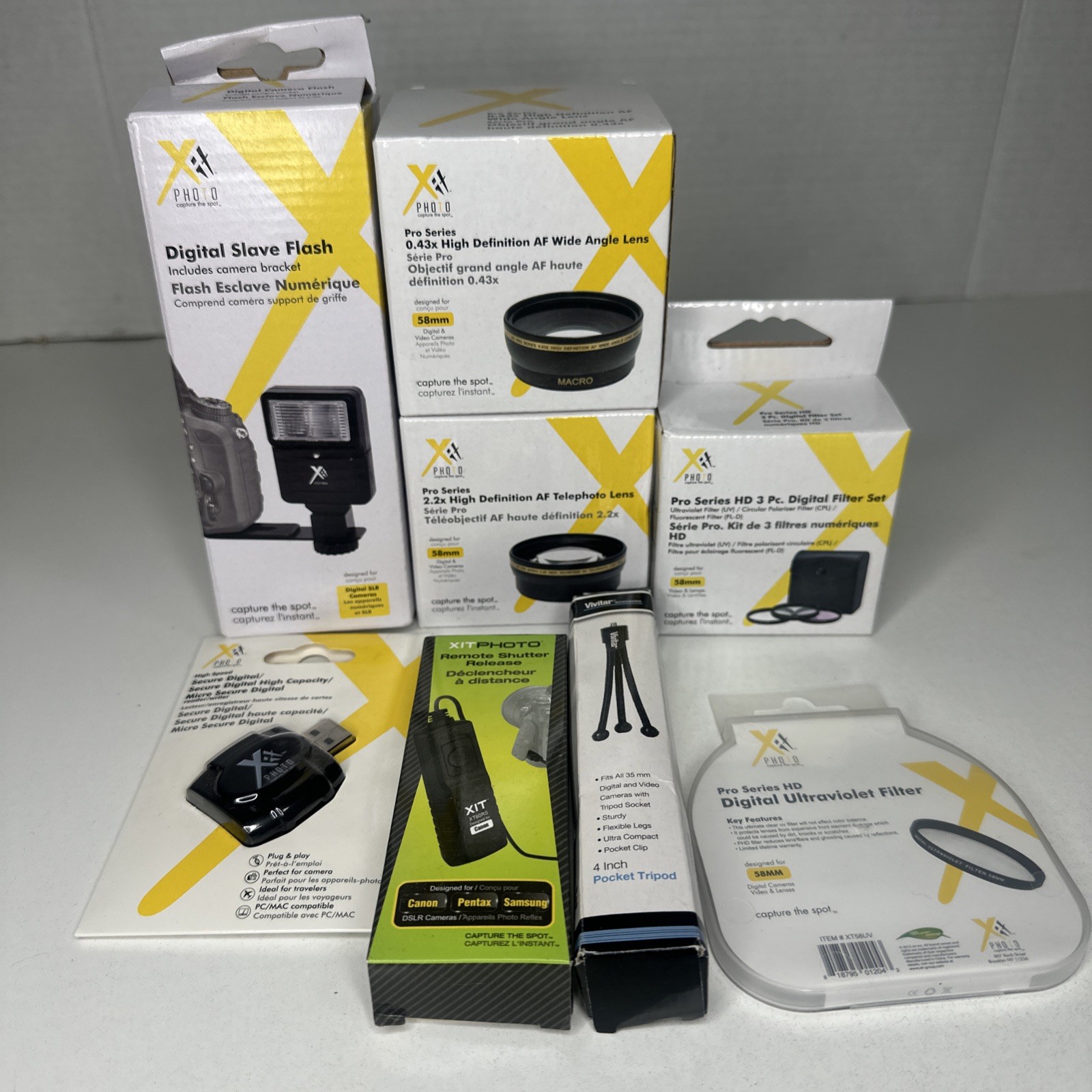 Xit Pro 0.43x HD AF 58mm Wide Angle Lens + 2.2x HD AF 58mm + Flash +Extras -bk Xit Pro 0.43x HD AF 58mm Wide Angle Lens + 2.2x HD AF 58mm + Flash +Extras -bk