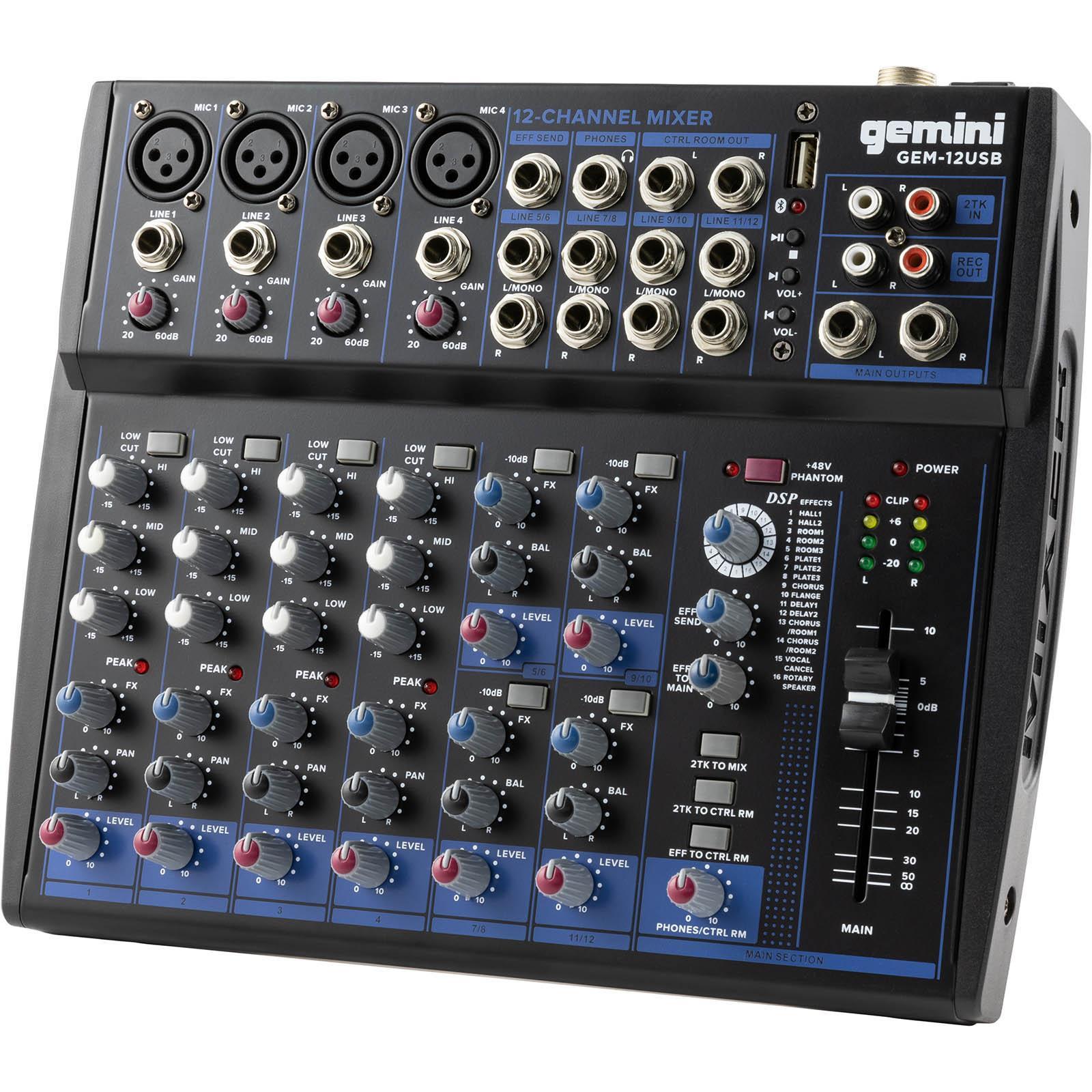 Gemini GEM-012USB 12 Channel Bluetooth Audio Mixer Pack Gemini GEM-012USB 12 Channel Bluetooth Audio Mixer Pack