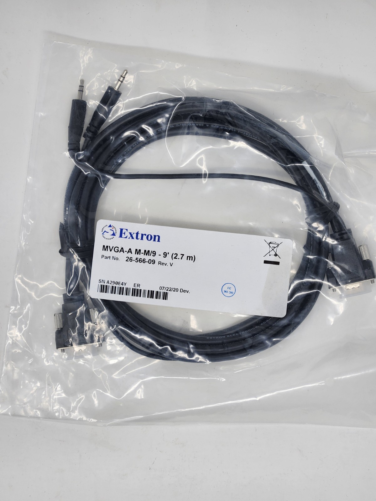 Extron 26-566-09 Male-Male VGA with Audio Cable MVGA-A M-M/9 - 9-feet REV. V