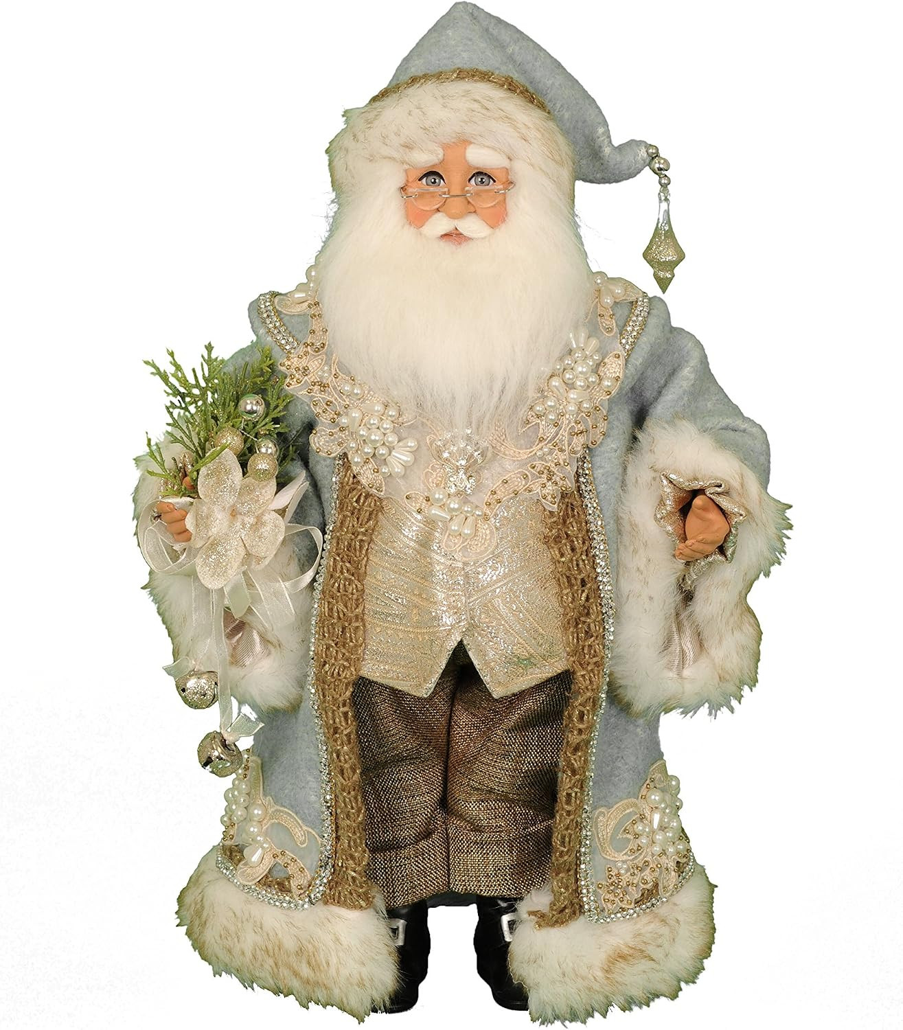 Originals Tiffany Blue Santa Figurine, 17 Inches - Handmade Christmas Holiday Ho