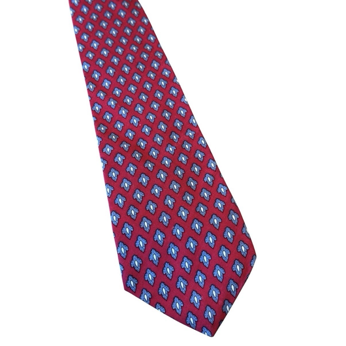 Vintage Liberty of London Cotton Tie Red Blue Geometric Medallion Foulard GUC