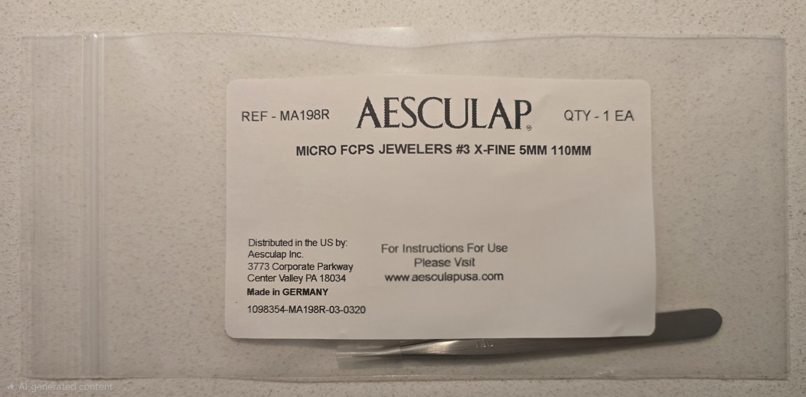 Lot of 2 New AESCULAP MA198R Micro Forceps Jewelers #3 X-Fine 5mm 110mm Lot of 2 New AESCULAP MA198R Micro Forceps Jewelers #3 X-Fine 5mm 110mm