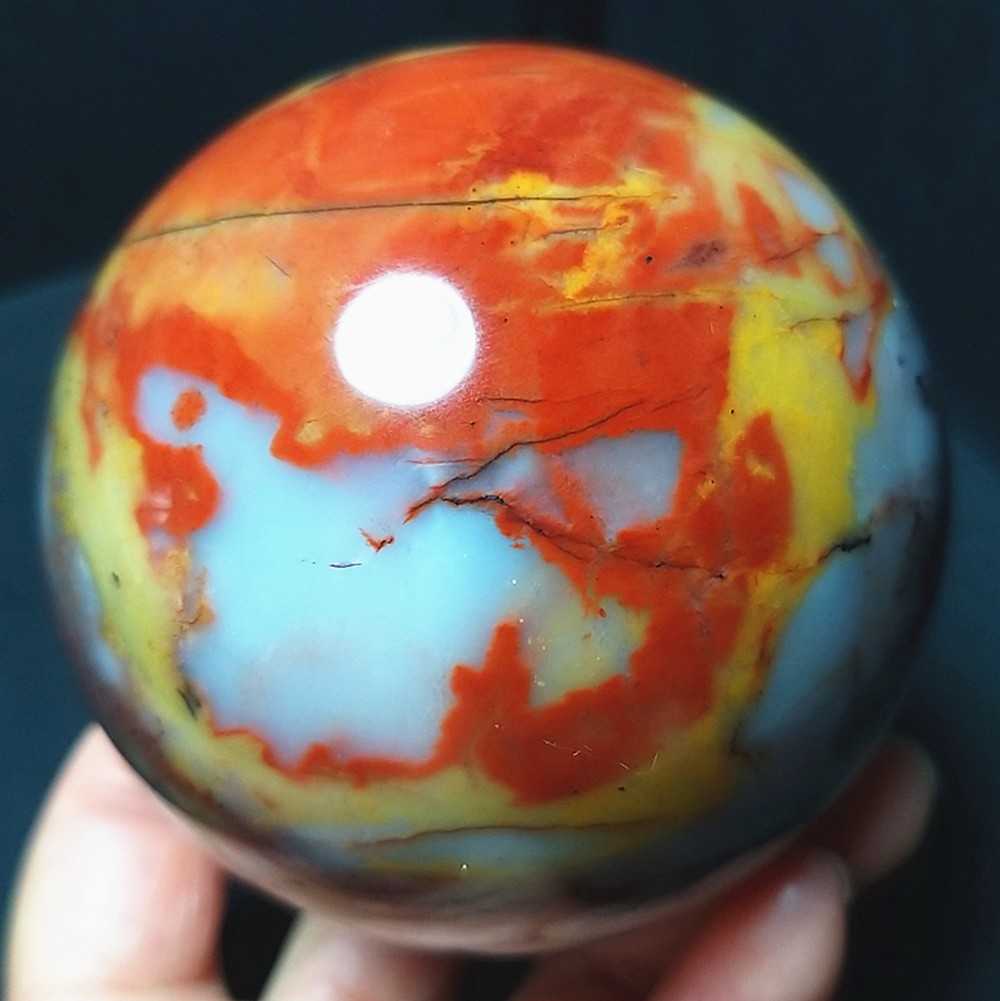 RARE 584.6G Natural Polished Colorful Agate Stone Ball Healing Madagascar A4864