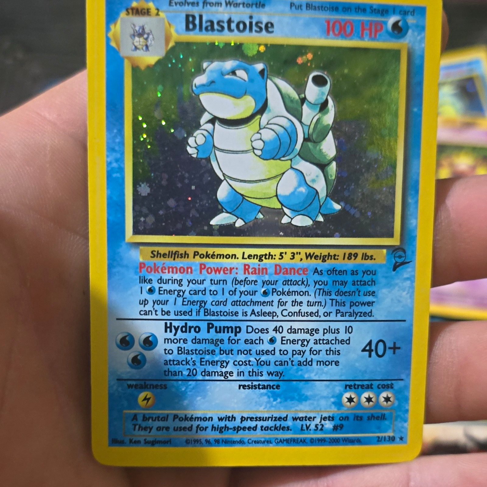 Wizards of the Coast Blastoise Base Set Holo 2/130 100 HP Stage 2 English Wizards of the Coast Blastoise Base Set Holo 2/130 100 HP Stage 2 English