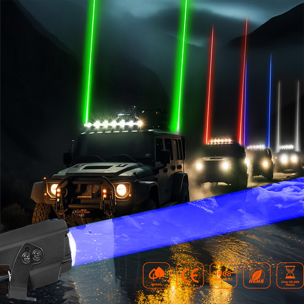Sky Tracer Spot Beam 2x RGBW Laser Whip Light Pods Offroad w/Remote ATV UTV RZR