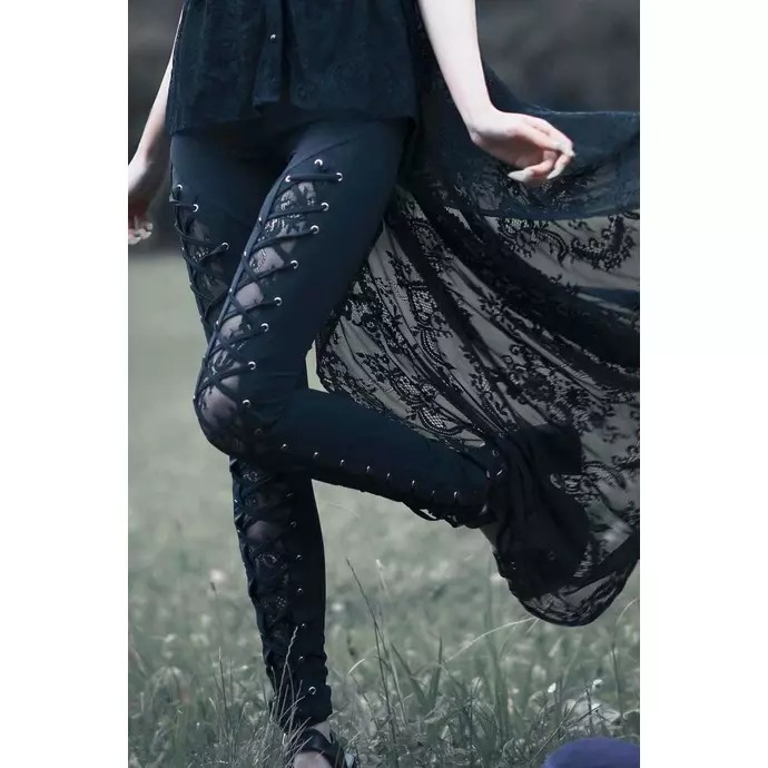 ​Killstar Crystal Crypt Lace Up Leggings Size S Black Gothic Witchy EUC