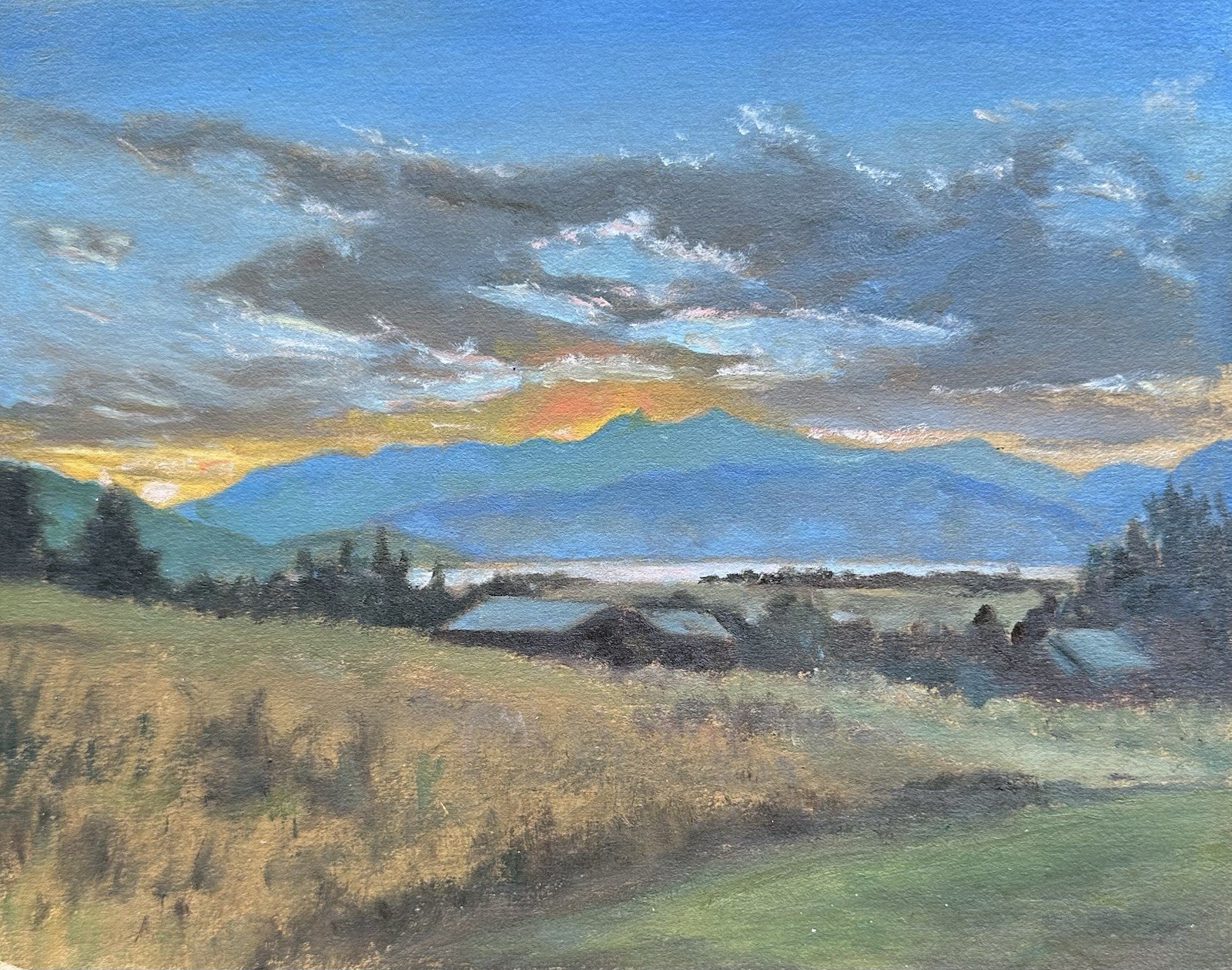 Sunset Near Cody, Wyoming - Original Oil Painting Sunset Near Cody, Wyoming - Original Oil Painting