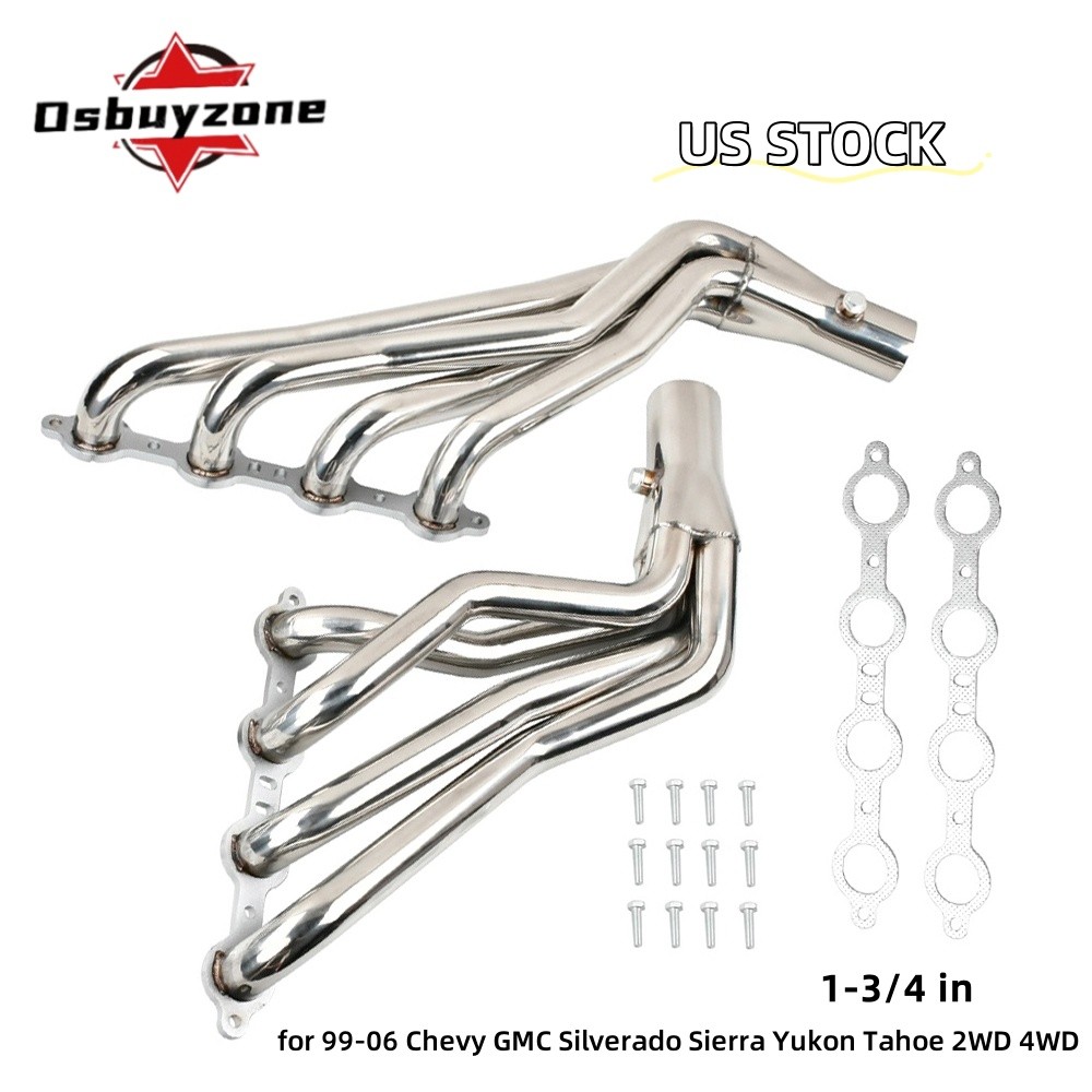 Pair Long Tube Headers for Chevy SIlverado GMC Sierra 2WD 4WD 4.8/5.3/6.0L 99-06