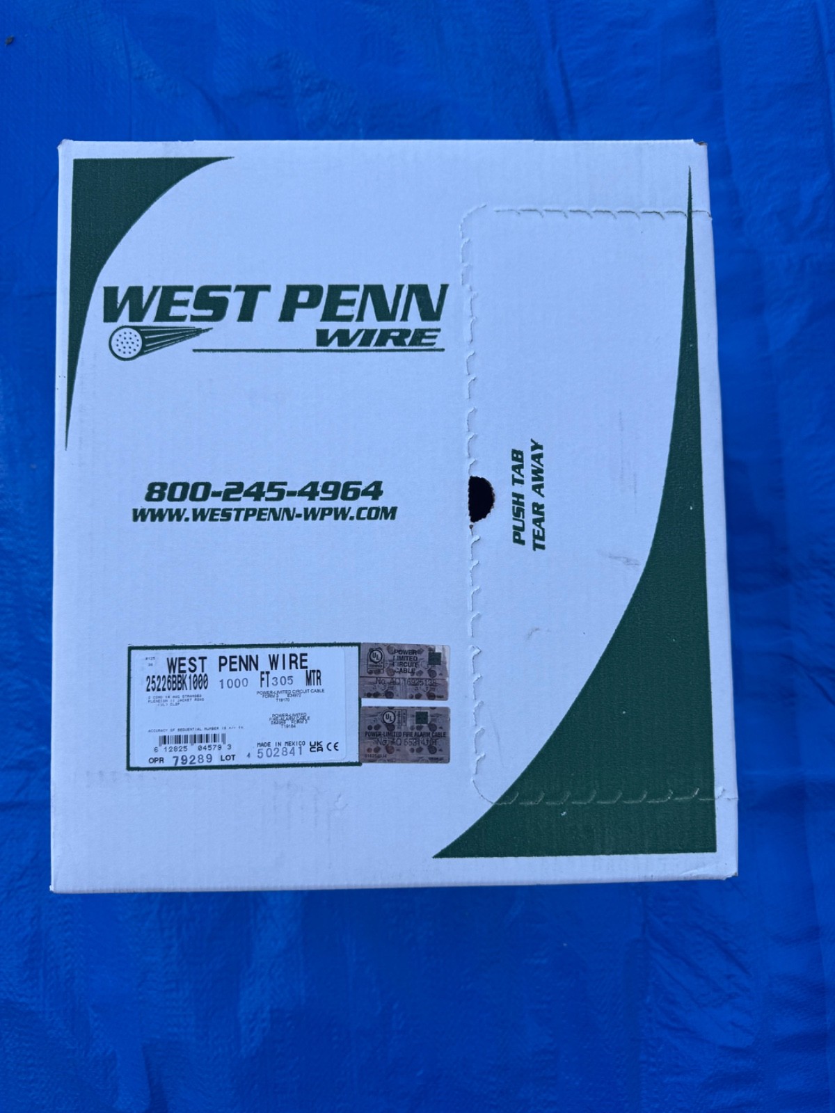 West Penn Wire 25226B – premium 14 AWG 2-conductor stranded copper plenum 1000'
