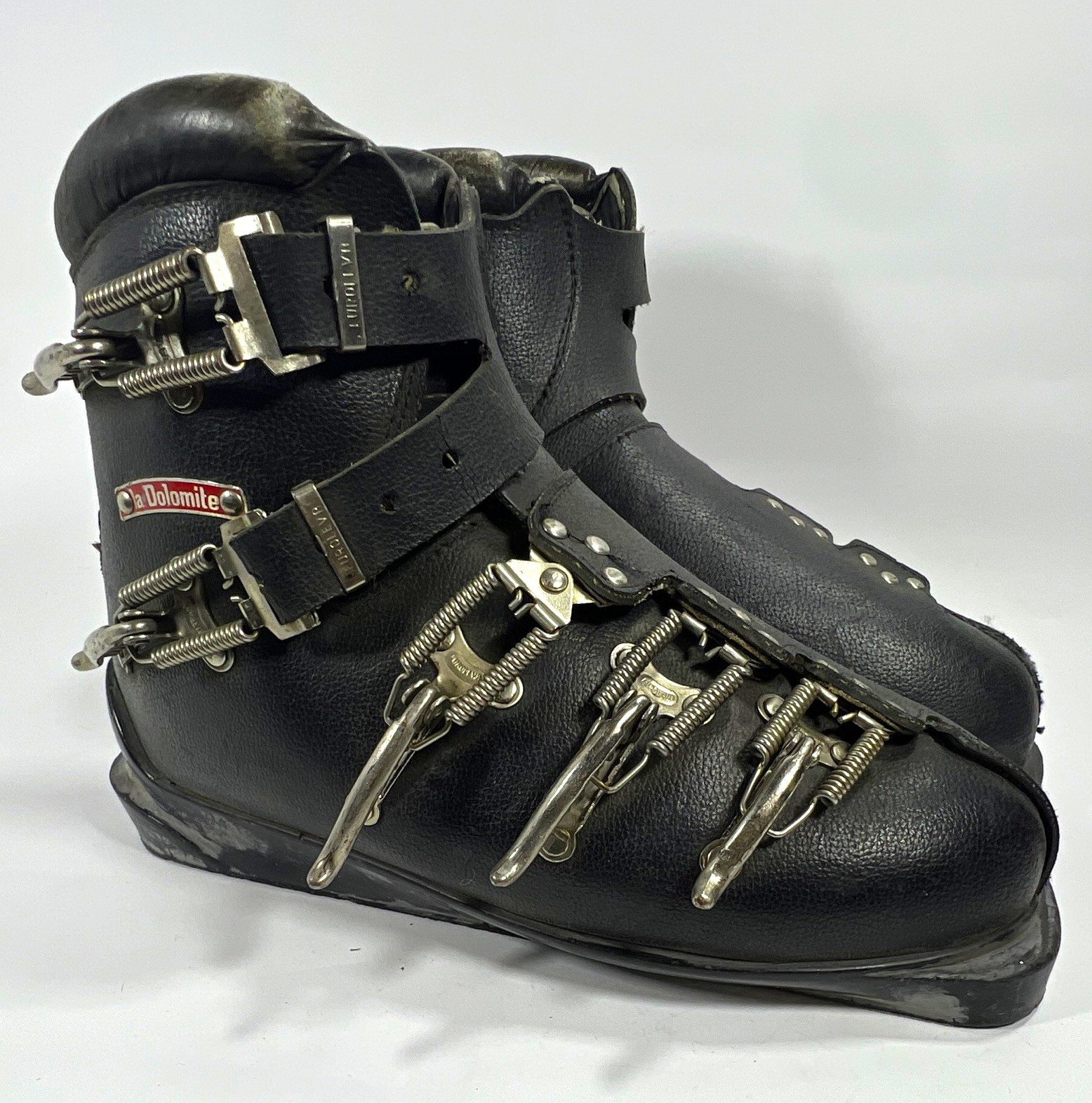 La Dolomite Vintage Italian Leather Ski Boots 1960s Retro Chalet Lodge Decor