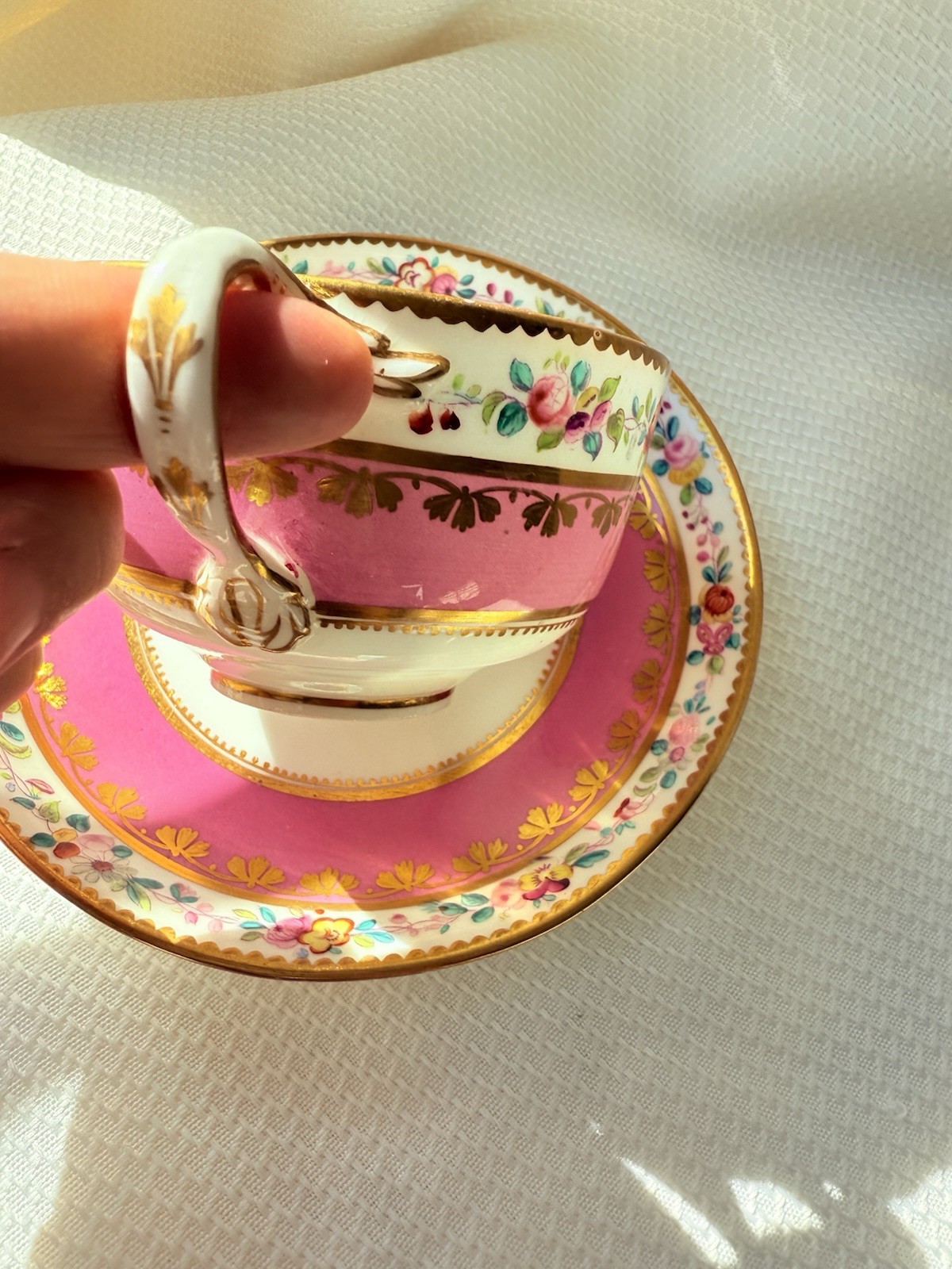 Sevres Style Cup Saucer Twisted Handle) Minton Coalport Style Sevres Style Cup Saucer Twisted Handle) Minton Coalport Style