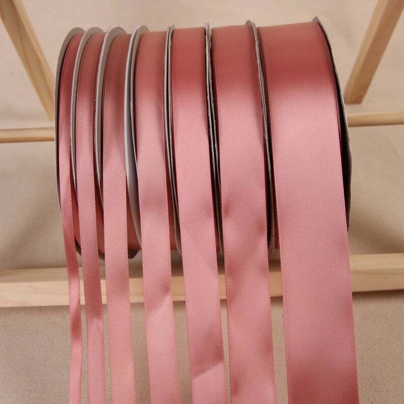 91m Dusty Pink Satin Polyester Ribbons Christmas Wedding Favor Box Gift Wrapping