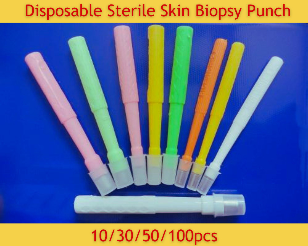 New 10/30/50/100pcs Disposable Sterile Skin Biopsy Punch Dermal Punch 1mm–10mm