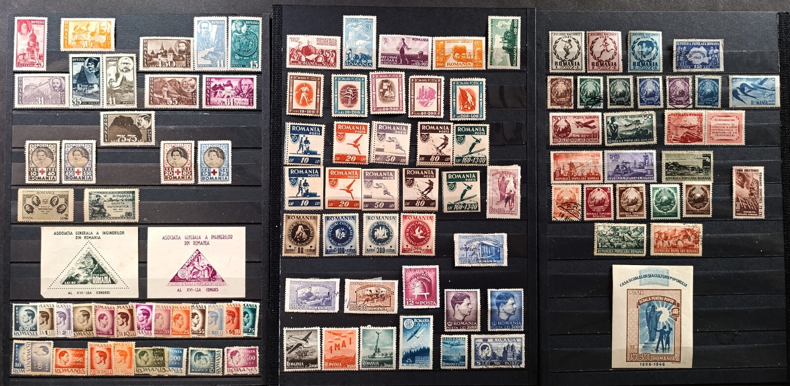 ROMANIA 1945-1951: 102 NEW MH STAMPS+3 MINISHEETS WITH CONGRESS OF ENGINEERS