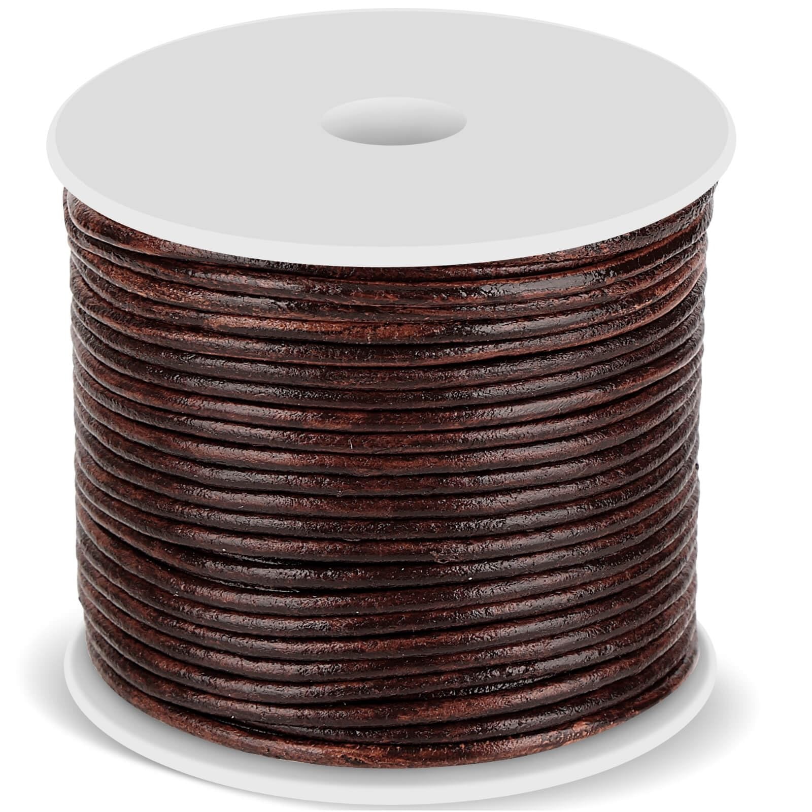 Leather Cord - Round, Brown Leather Lace for Bracelets, Necklaces & Crafts