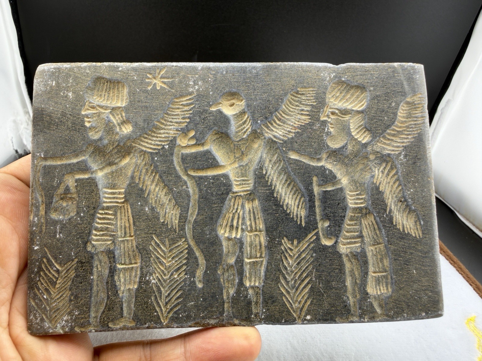 Old Rare Winged Figures Relief Tablet Stone Plaque Mythological Scene Rare Old Rare Winged Figures Relief Tablet Stone Plaque Mythological Scene Rare