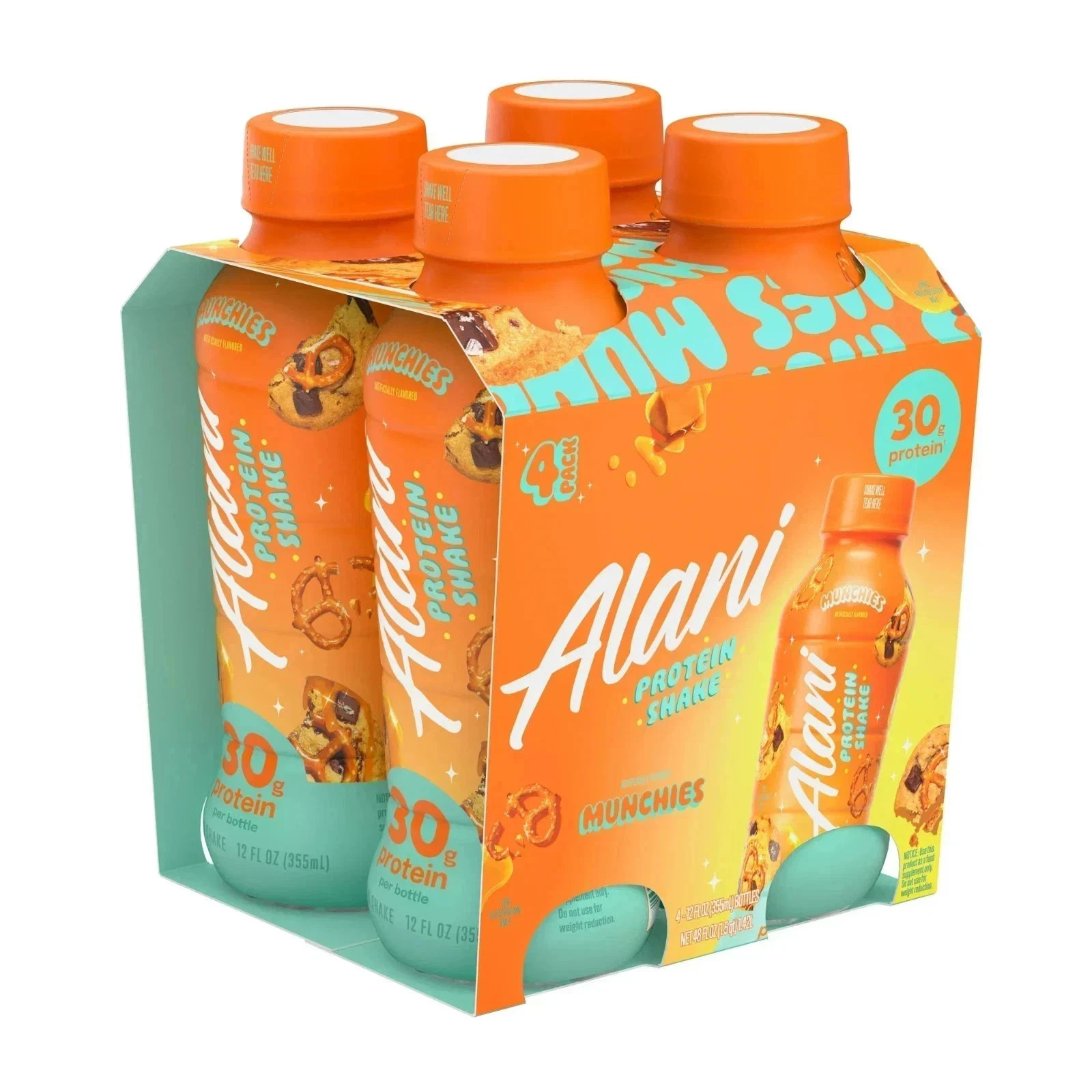 Alani Nu Protein Shake, Munchies, 12 fl oz, 4 Pack, Bottles, 30g Protein, Gluten Alani Nu Protein Shake, Munchies, 12 fl oz, 4 Pack, Bottles, 30g Protein, Gluten