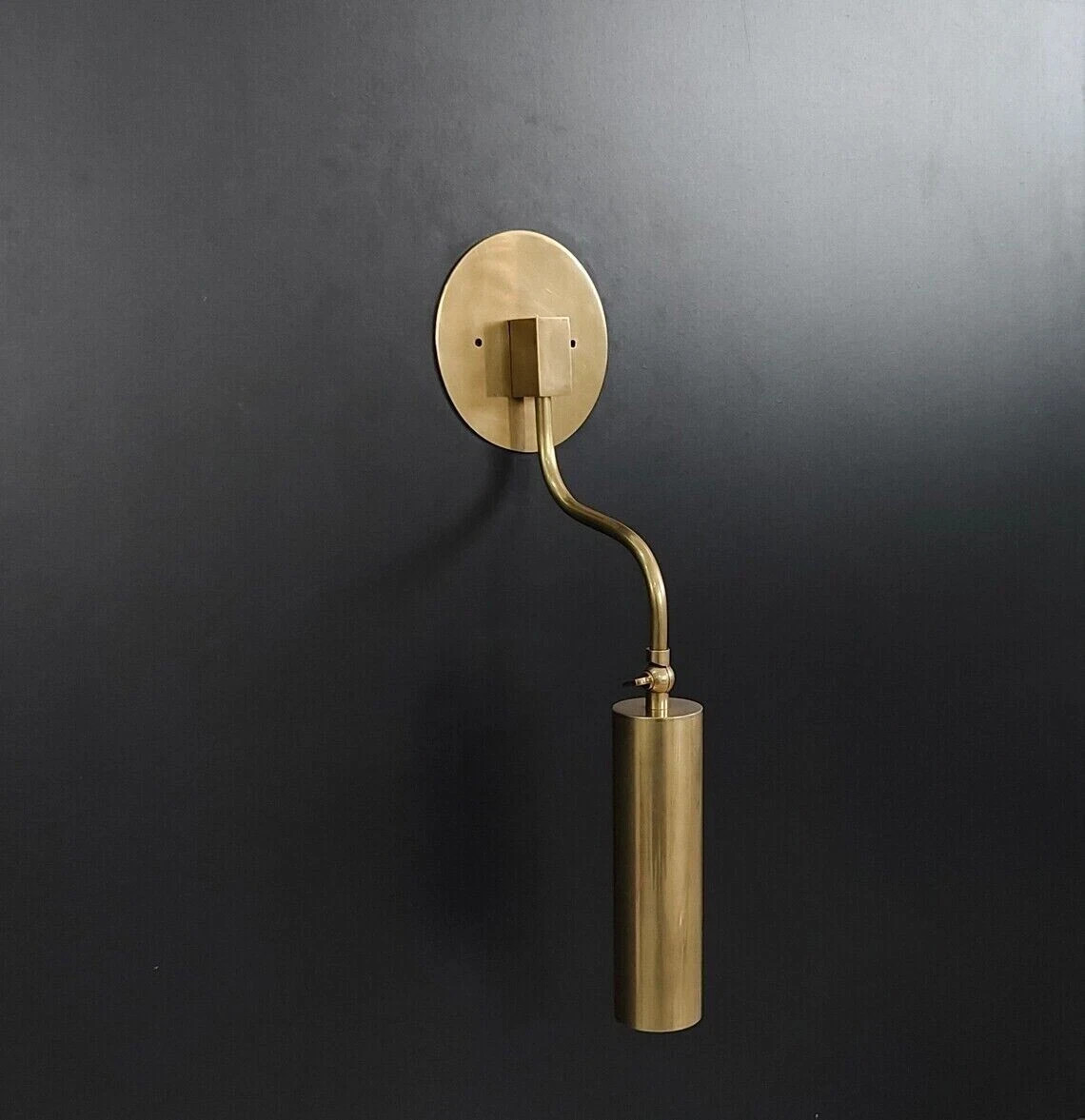 1920s Italian Raw Brass Wall Sconce Single Light Vintage Style Wall Lamp Fixture