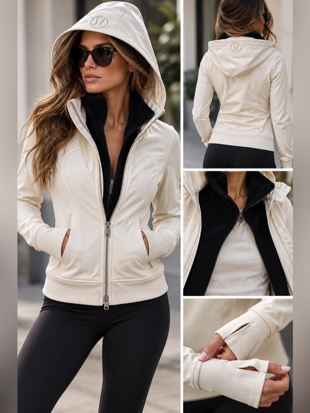 Lululemon Run Bundle Up Jacket Polar Cream White Black Rare 2012 Lululemon Run Bundle Up Jacket Polar Cream White Black Rare 2012