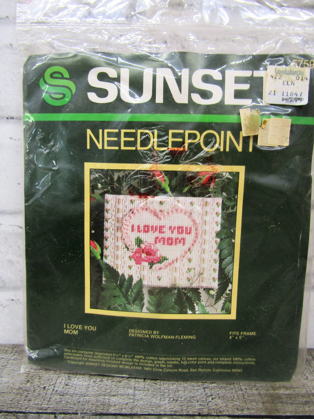 NIP 1983 Vintage Sunset Needlepoint I Love You Mom Embroidery Kit 5759