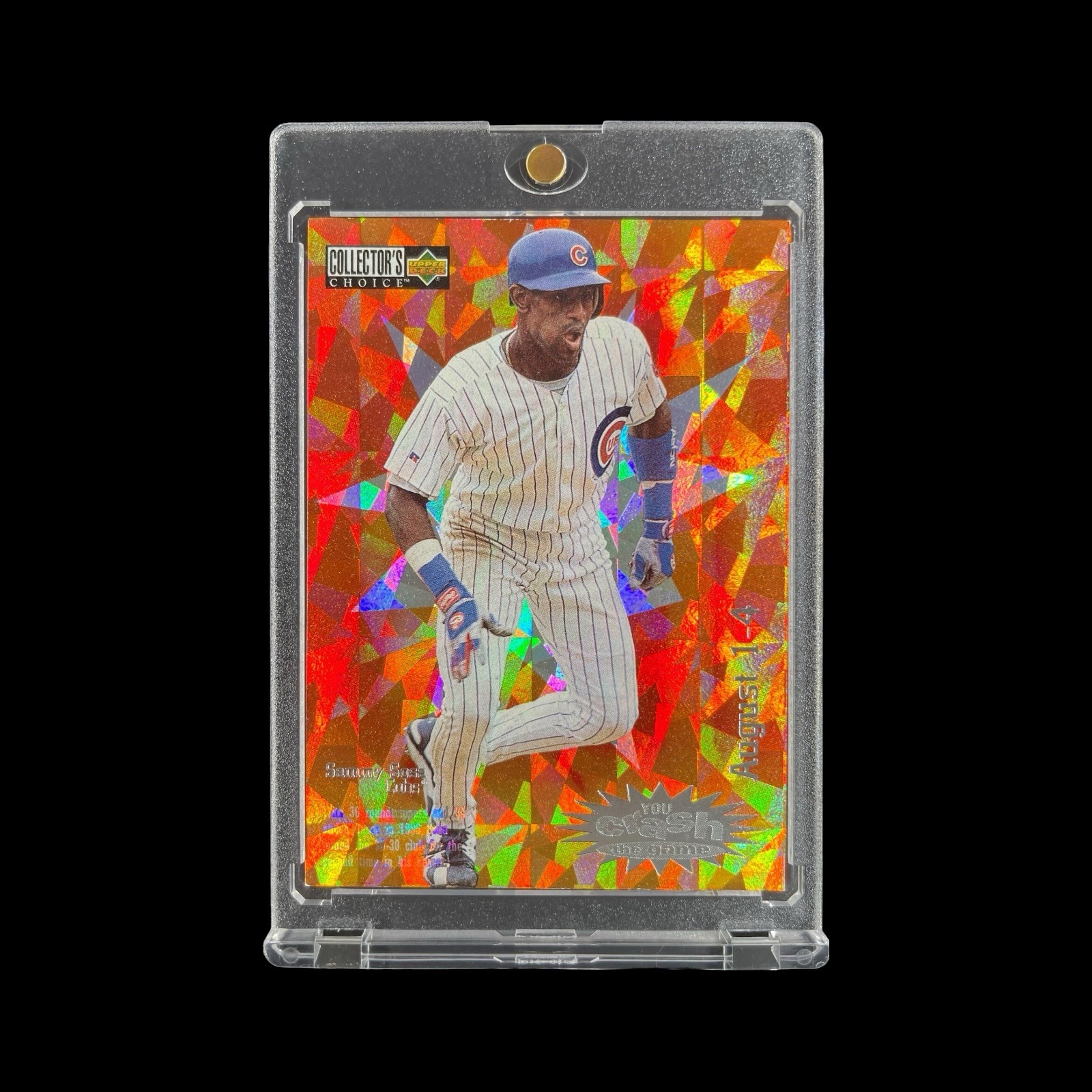 SAMMY SOSA RARE ORANGE CRACKED ICE CRASH CARD 1996 Upper Deck - Cubs