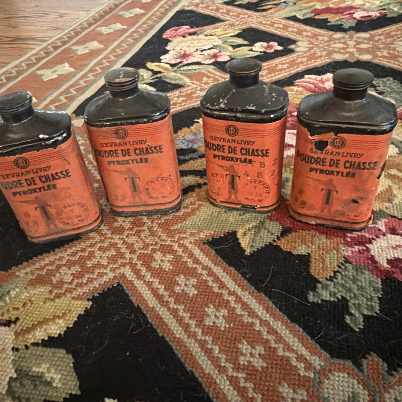 Set of (4) Vintage French Shotgun Reloading Containers   