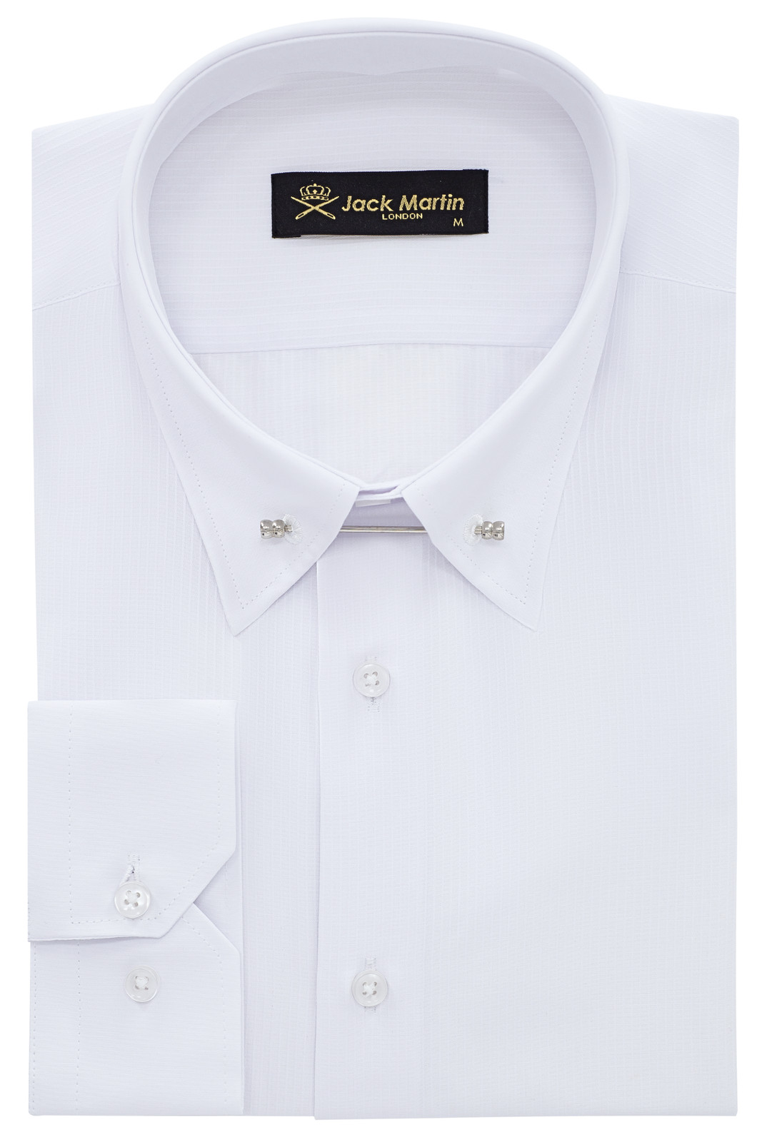 Jack Martin Mens Striped Pin Collar Long Sleeve 20s Vintage Dress Shirt For Men