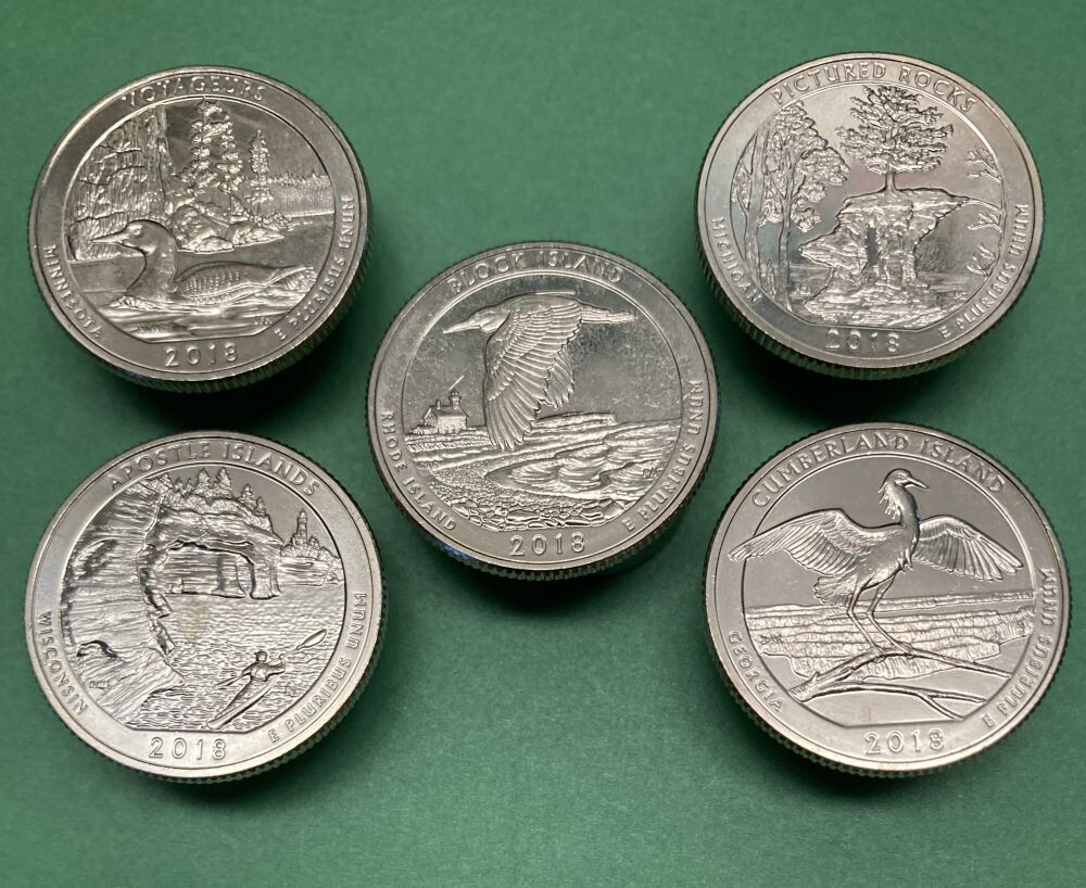 2018 S  GEM PROOF LIKE 5 QUARTER SET - AMERICA THE BEAUTIFUL
