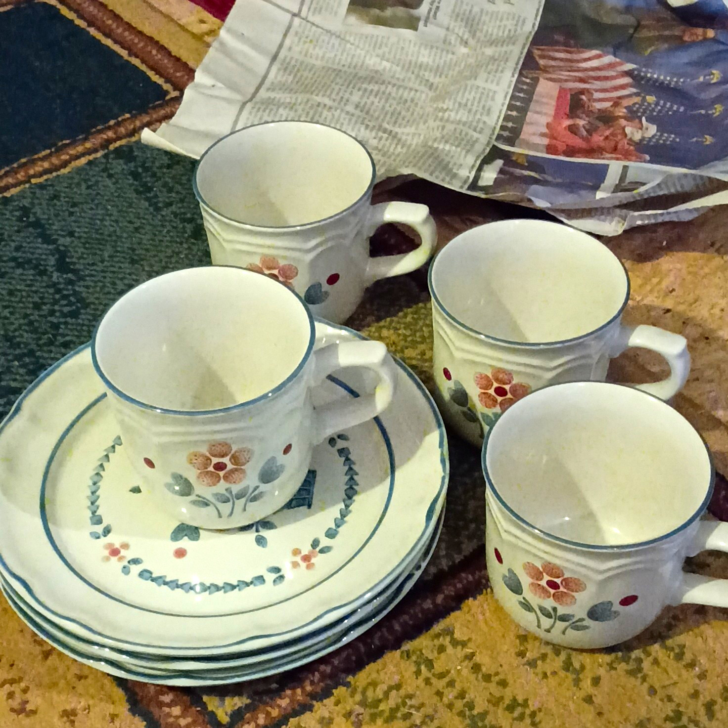 Vintage Cumberland Brambleberry Stoneware 4 Cups 11 Saucers Hearthside Japan Set