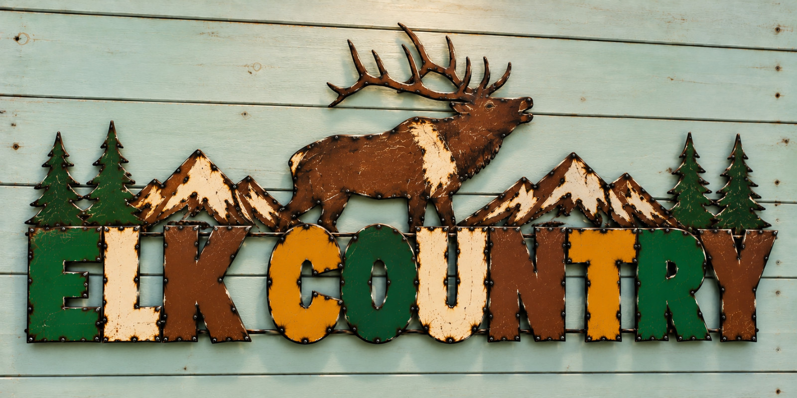 Elk Country Metal Wall Sign – Rustic Mountain Lodge & Wildlife Decor