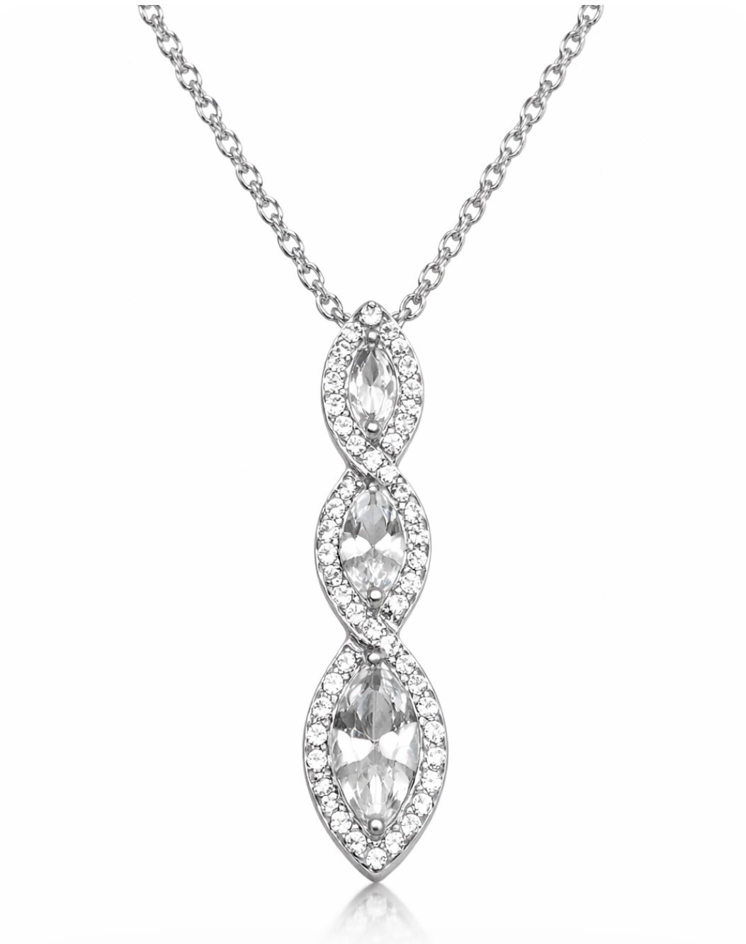 NEW 925 Sterling Silver White Sapphire Marquise Drop Pendant Necklace Zales